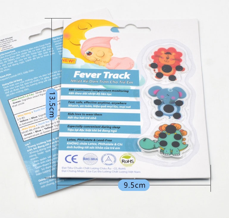 แผ่นวัดไข้ แบบแผ่น ใช้แปะบนหน้าผากได้เลย ปลอดภัย ไม่ทำให้หนูน้อยตกใจ ใช้ได้กับทุกคนในครอบครัว