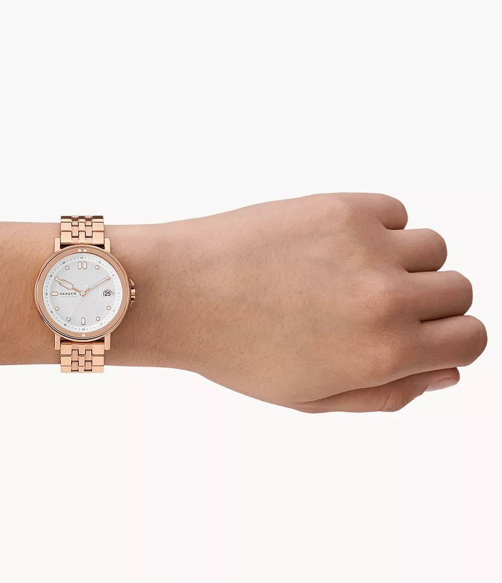 Skagen SKW3136 นาฬิกาผู้หญิง Signatur Lille Sport Three-Hand Date Rose Gold Women's Watch