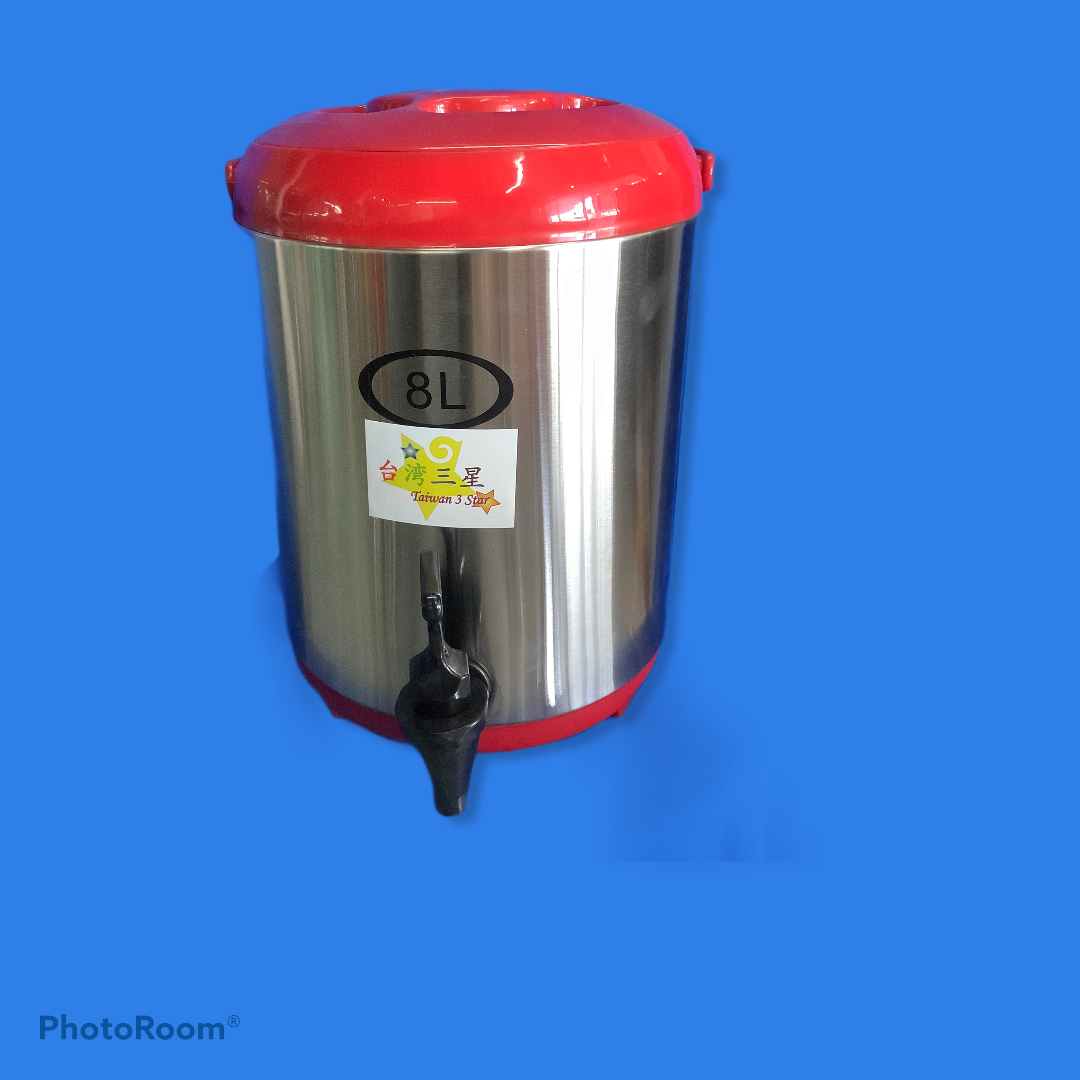 ถังพักชานม 8 ลิตร สีแดง ตราดาว Taiwan 3 Star Stainless Steel Beverages Tank 8L - Red