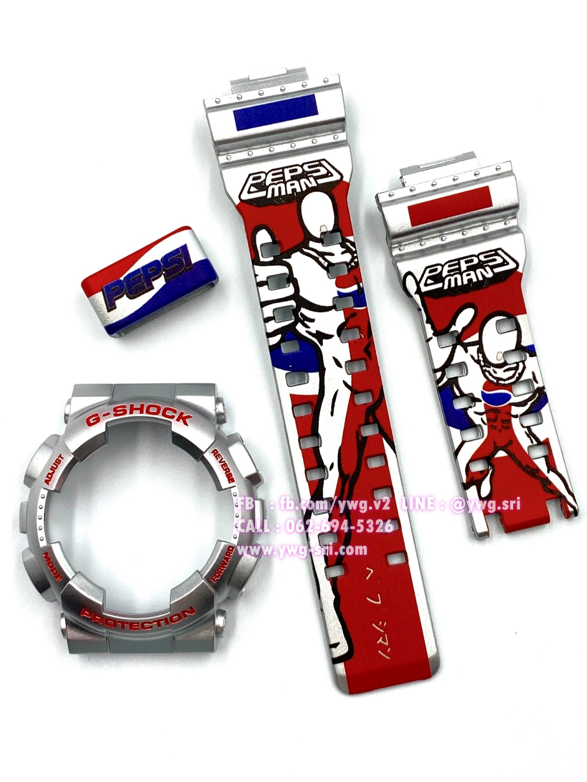 กรอบสาย G-SHOCK สีเทาเงา สกรีนลาย Peps Man ใส่ได้กับรุ่น GA-100 ,GA-110 ,GA-120 ,GA-140 ,GAX-100 ,GD-100 ,GD-120