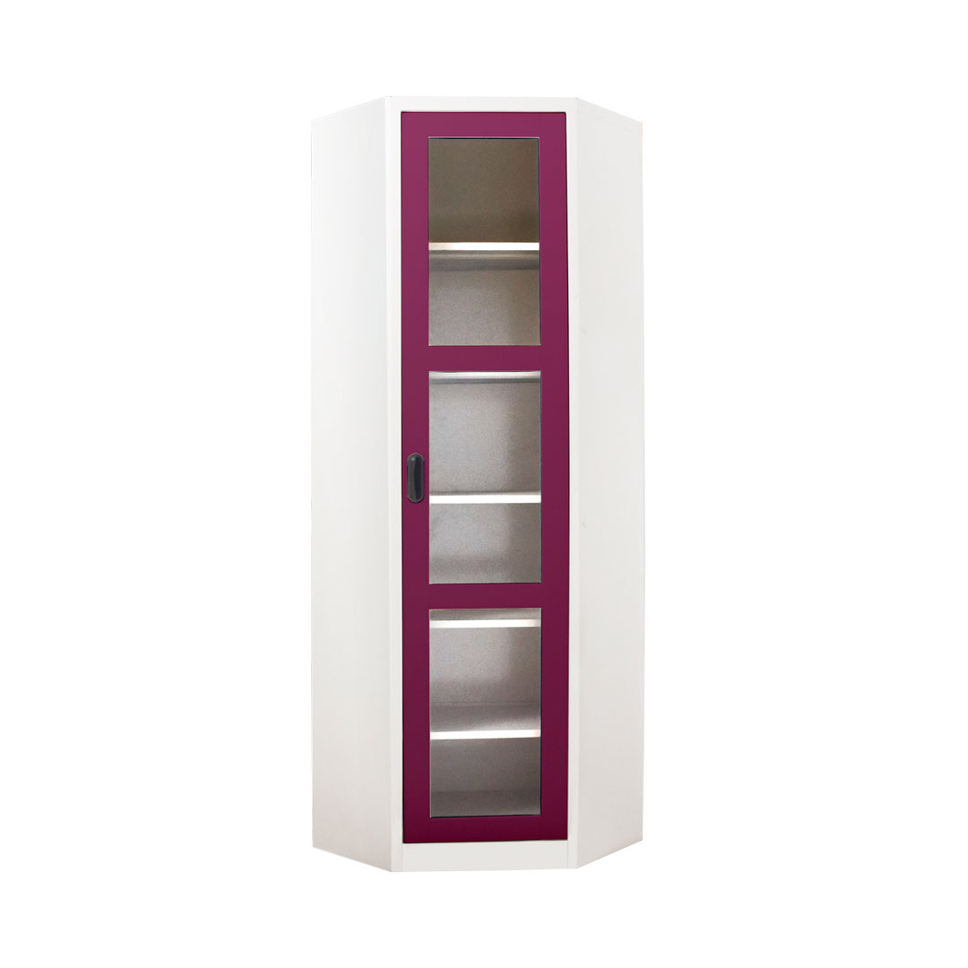 ตู้หนังสือเข้ามุม บานเปิดกระจกkiosk