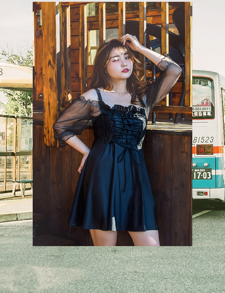 ชุดว่ายน้ำคนอ้วน 6xl พร้อมส่ง :ชุดว่ายน้ำไซส์ใหญ่ชุดเที่ยวทะเลสีดำถักสายด้านหน้าเว้าไหล่แขนซีทรู มีกางเกงขาสั้นใส่ด้านในแบบสวยน่ารักมากๆจ้า: ขนาด รอบอก 38 - 46 นิ้ว เอว 38 - 48 นิ้ว สะโพก 42 - 52 นิ้ว