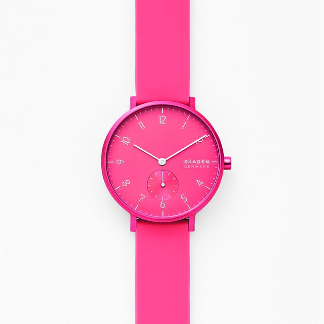 Skagen SKW2822 นาฬิกาผู้หญิง Aaren Kulor Neon Pink Silicone Quartz Women's Watch
