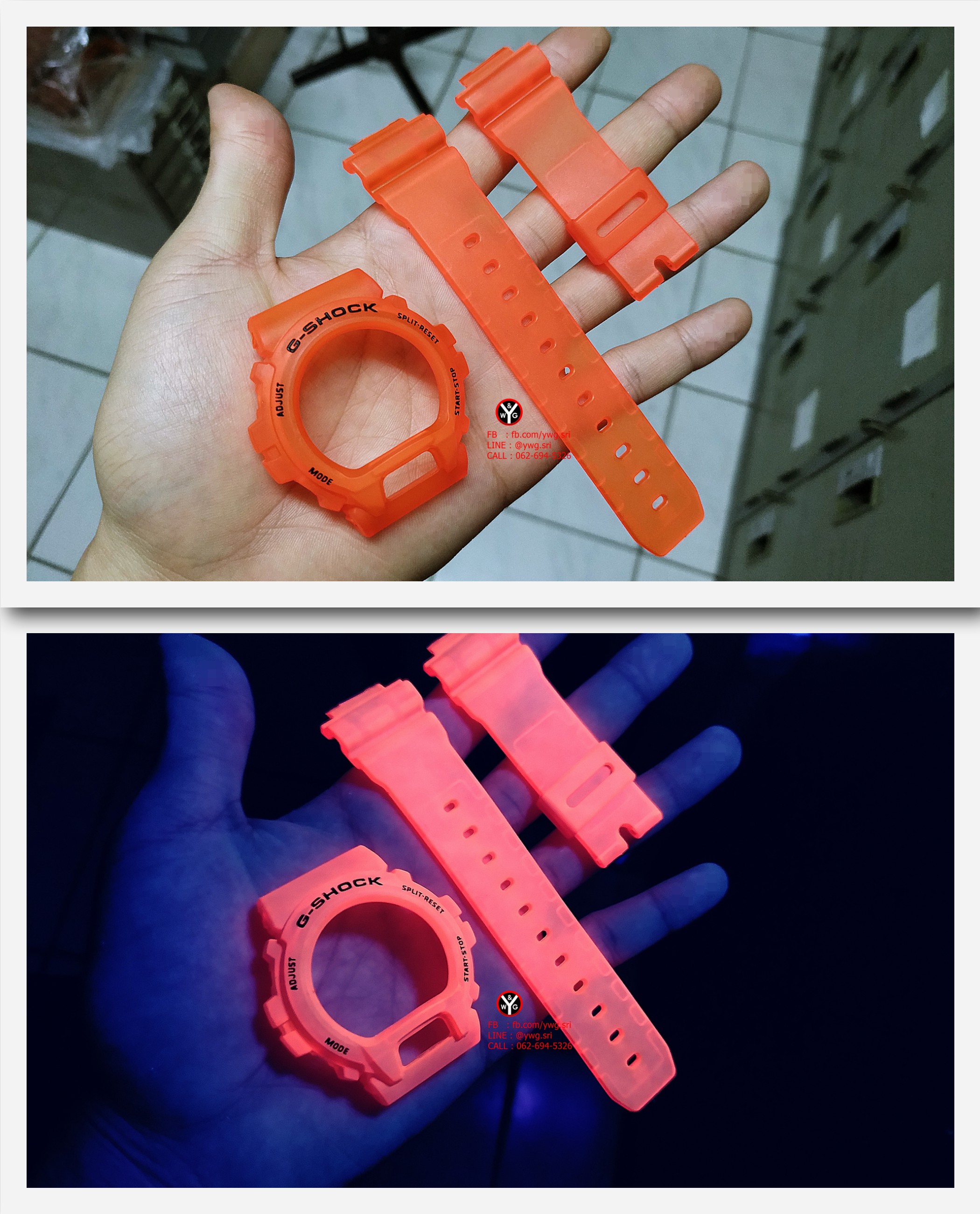 กรอบสาย(ขุ่น) G-SHOCK สีส้มสะท้อนแสง ใส่ได้รับรุ่น DW-6900