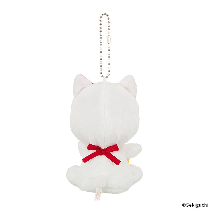 [PRE-ORDER] พวงกุญแจ ม่อนชิชิ แมวกวัก สีขาว Size SS Monchhichi Maneki Neko White Lucky Cat Keychain นำเข้าจากญี่ปุ่น 招き猫モンチッチ SS顔でかキーチェーン