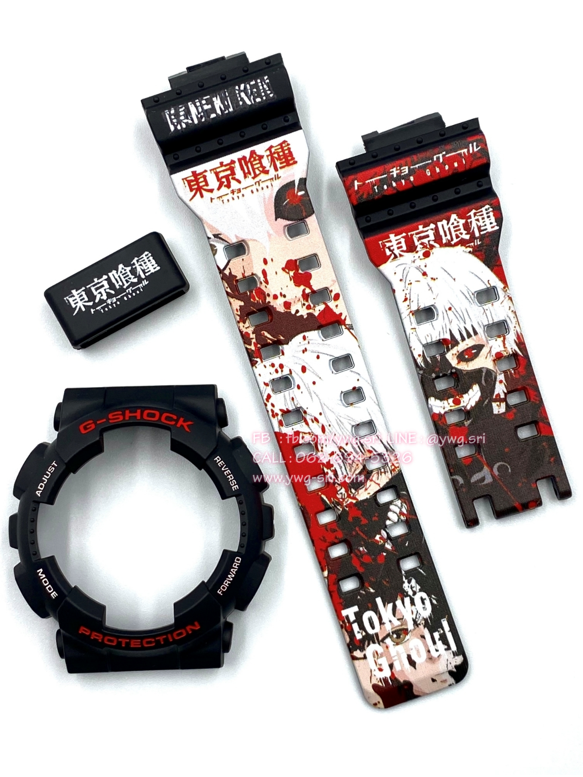 กรอบสาย G-SHOCK แท้✅ สีดำด้านฟอนต์แดงสลับขาว สกรีนลาย Tokyo Ghoul ใส่ได้กับรุ่น GA-100 ,GA-110 ,GA-120 ,GA-140 ,GAX-100 ,GD-100 ,GD-120