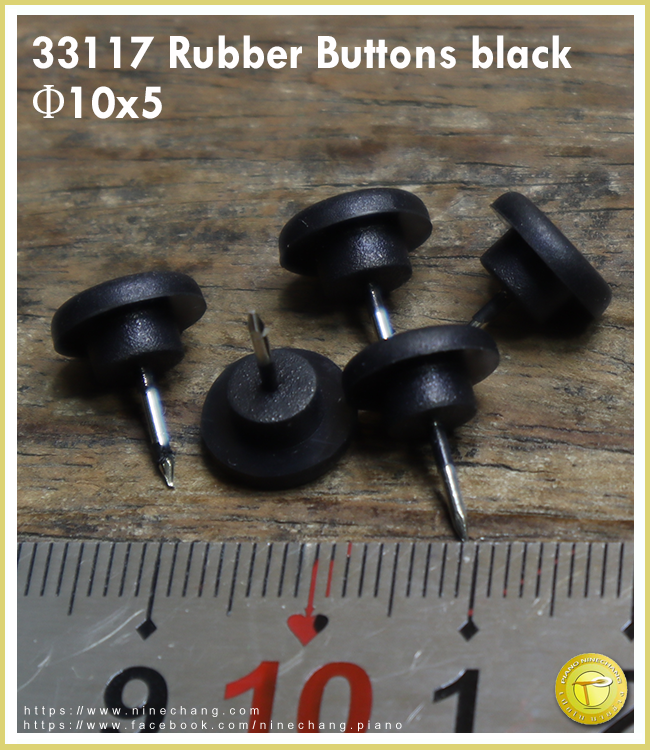 33117 Rubber Buttons black Φ10x5
