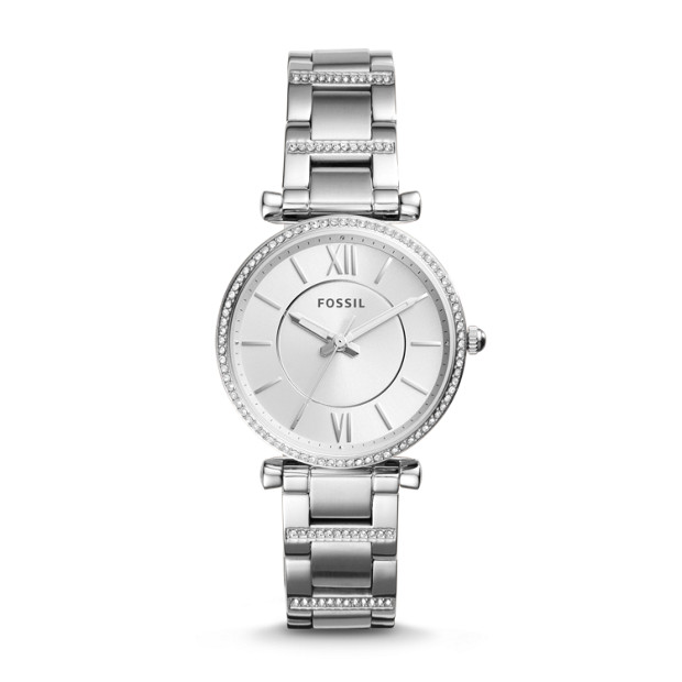 Fossil ES4341 นาฬิกาผู้หญิง Carlie Three-Hand Stainless Steel Quartz Women's Watch