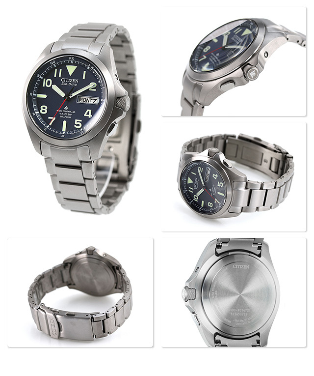 Citizen AT6080-53L นาฬิกาผู้ชาย Eco-Drive Promaster Land Radio Controlled Titanium Men's Watch Men's Watch