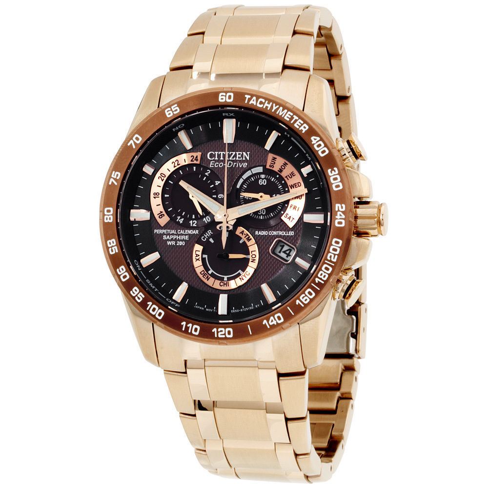 Citizen AT4106-52X นาฬิกาข้อมือผู้ชาย Eco-Drive Chronograph Radio Controlled Perpetual Men's Watch