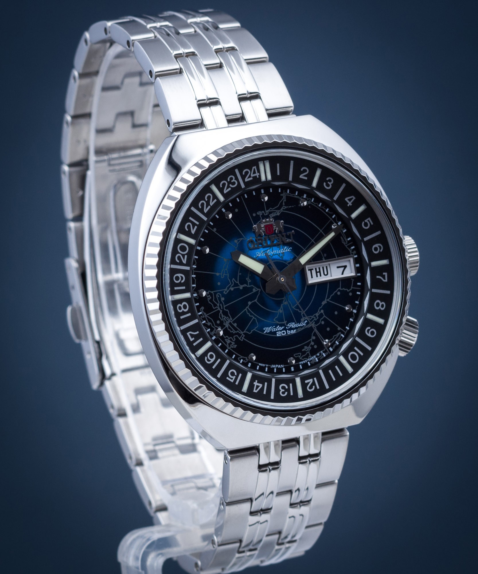 Orient RA-AA0E03L19B นาฬิกาผู้ชาย World Map Revival Automatic Men's Watch