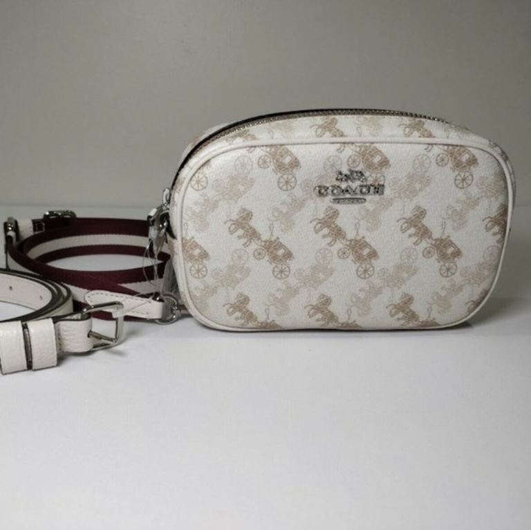 ของแท้ Coach 78603 Convertible Belt Bag With Horse And Carriage Print Cream Beige Multi