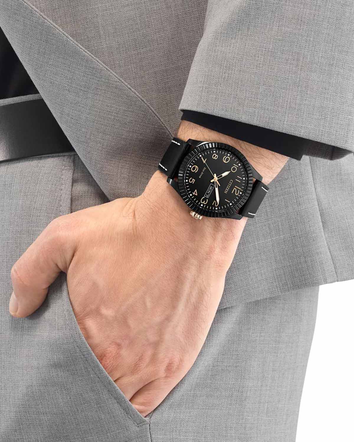 Citizen BM8538-10E นาฬิกาผู้ชาย Eco-drive Urban Leather Men's Watch