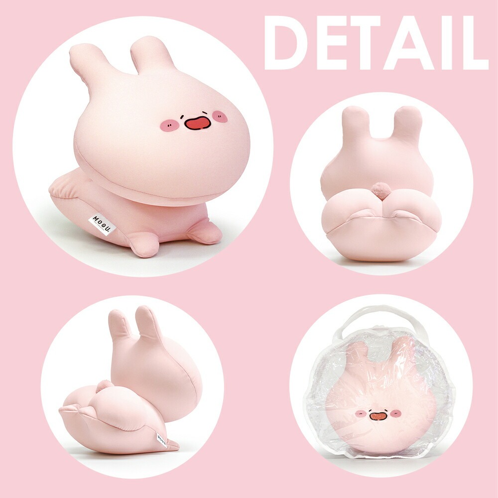 [PRE-ORDER] MOGU x Asamimi-chan Bead Cushion หมอนตุ๊กตา เม็ดบีด อาซามิมิจัง น้องกระต่าย หูยาว หน้ายิ้ม โชว์บั้นท้าย พร้อมกระเป๋าใส นำเข้าจากญี่ปุ่น ふにもち あさみみちゃん おしりまくら ＭＯＧＵ クリアピンク