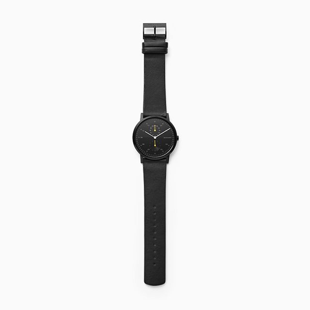 Skagen SKW6499 นาฬิกาผู้ชาย Kristoffer Black Leather Quartz Men's Watch