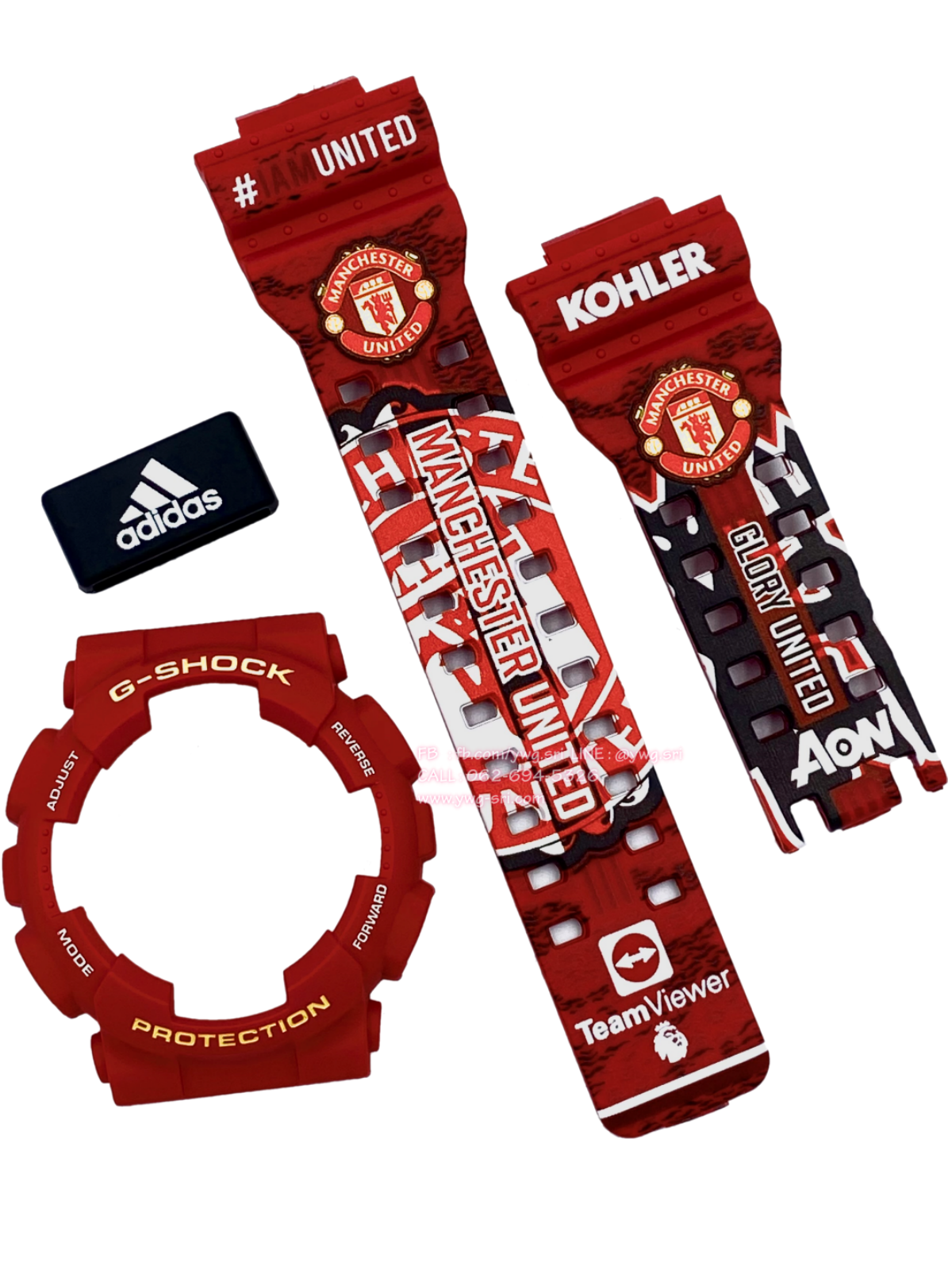 กรอบสาย G-SHOCK แท้✅ สีแดงด้านฟอนต์เหลืองสลับขาว สกรีนลาย Man United ใส่ได้กับรุ่น GA-100 ,GA-110 ,GA-120 ,GA-140 ,GAX-100 ,GD-100 ,GD-120