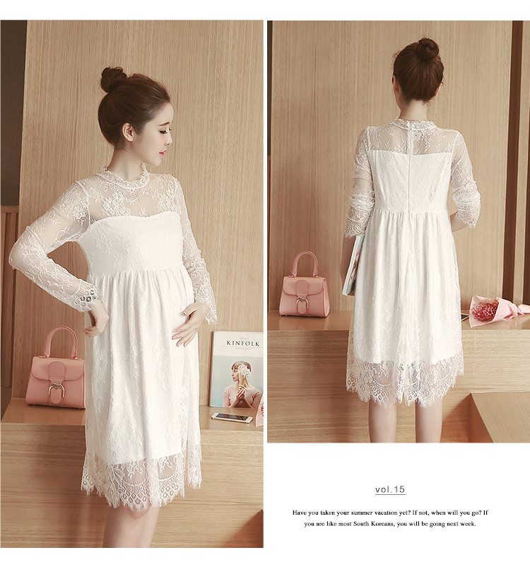 ชุดคลุมท้องเดรสลูกไม้ ช่วงบนและแขนซีทรู ซับในอย่างดี ชุดสวยมาก M L XL XXL