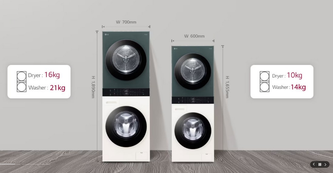 [ผ่อน0%10ด] LG Wash Tower ซักผ้า 14 กก. และอบผ้า 10 กก. WT1410NHEG ระบบ AI DD™ พร้อม Smart WI-FI control สั่งงานผ่านสมาร์ทโฟน (ชลบุรีส่งฟรี)