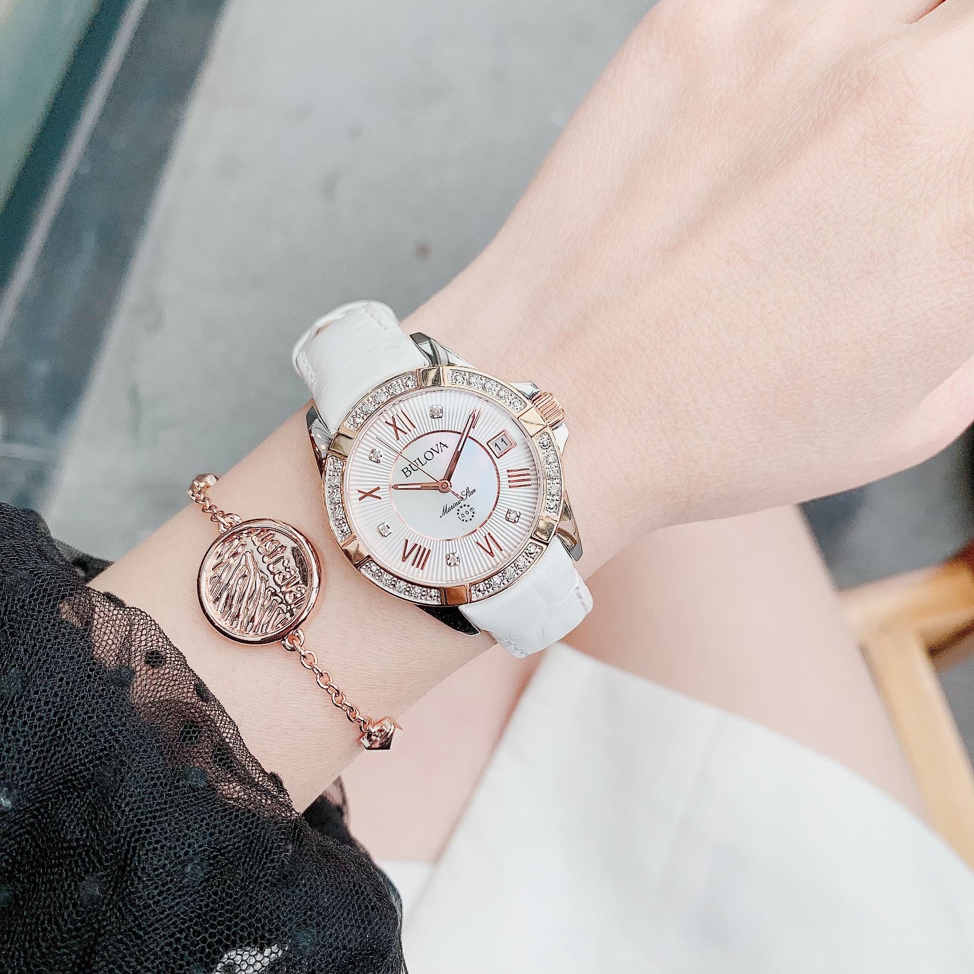 Bulova 98R233 นาฬิกาผู้หญิง Marine Star Quartz Diamonds Women's Watch