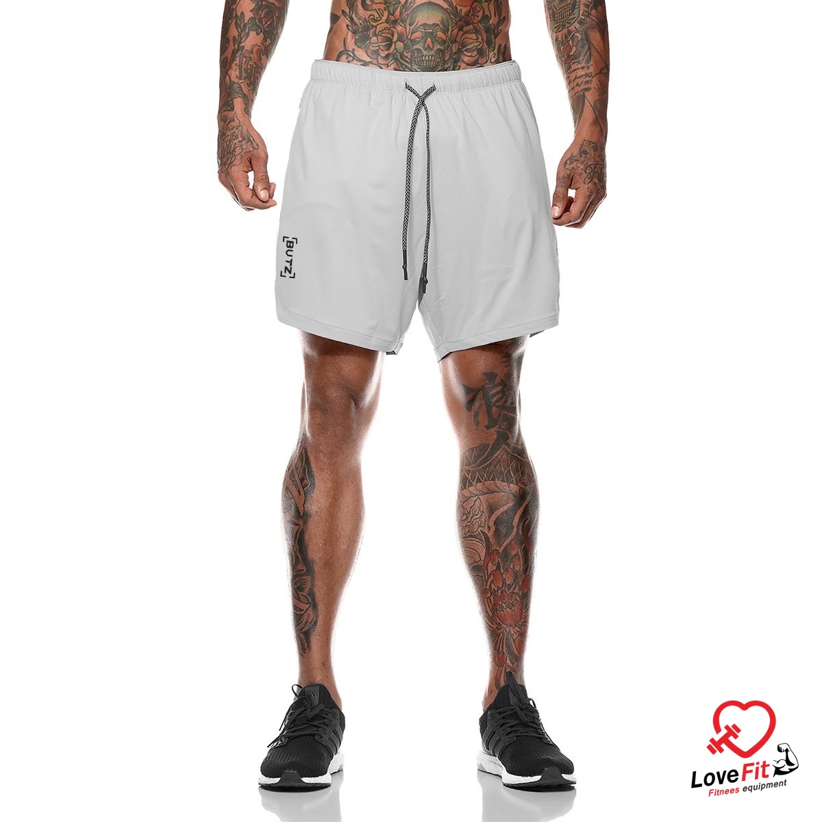 กางเกงออกกำลังกายผู้ชายขาสั้น กางเกงวิ่งชาย 2in1 มีซับในและช่องใส่ของในตัว ใส่สบายทรงสวย