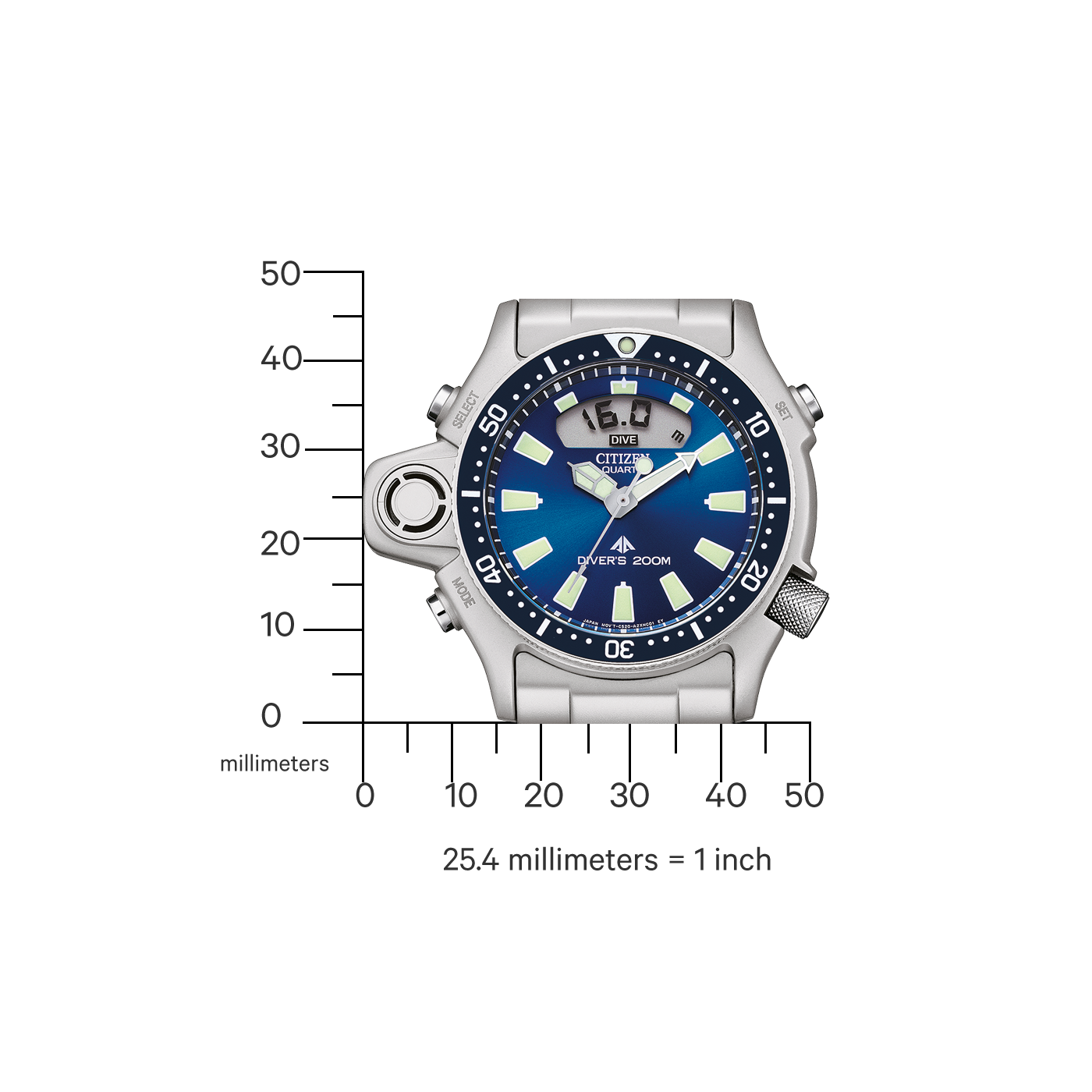 Citizen JP2000-67L นาฬิกาผู้ชาย Promaster Aqualand Diver Men's Watch