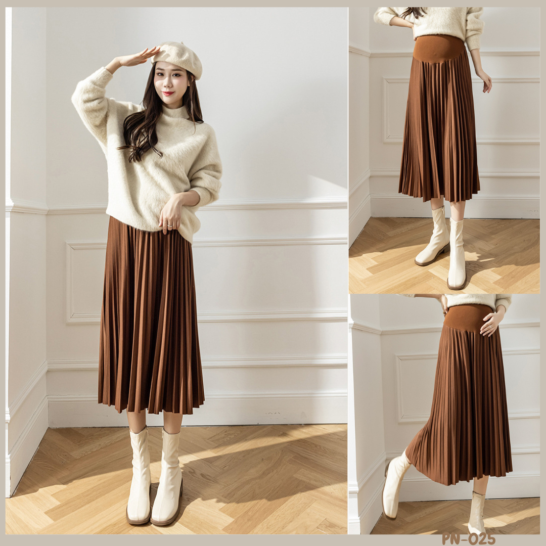 กระโปรงแฟชั่นคุณแม่ จีบรอบ ผ้ายืดตัว ทิ้งตัวทรงสวยยับยาก มีผ้าพยุงครรภ์ มีสายปรับขนาดครรภ์ ไม่อึดอัดเลยค่ะรุ่นนี้ M,L,XL,XXL