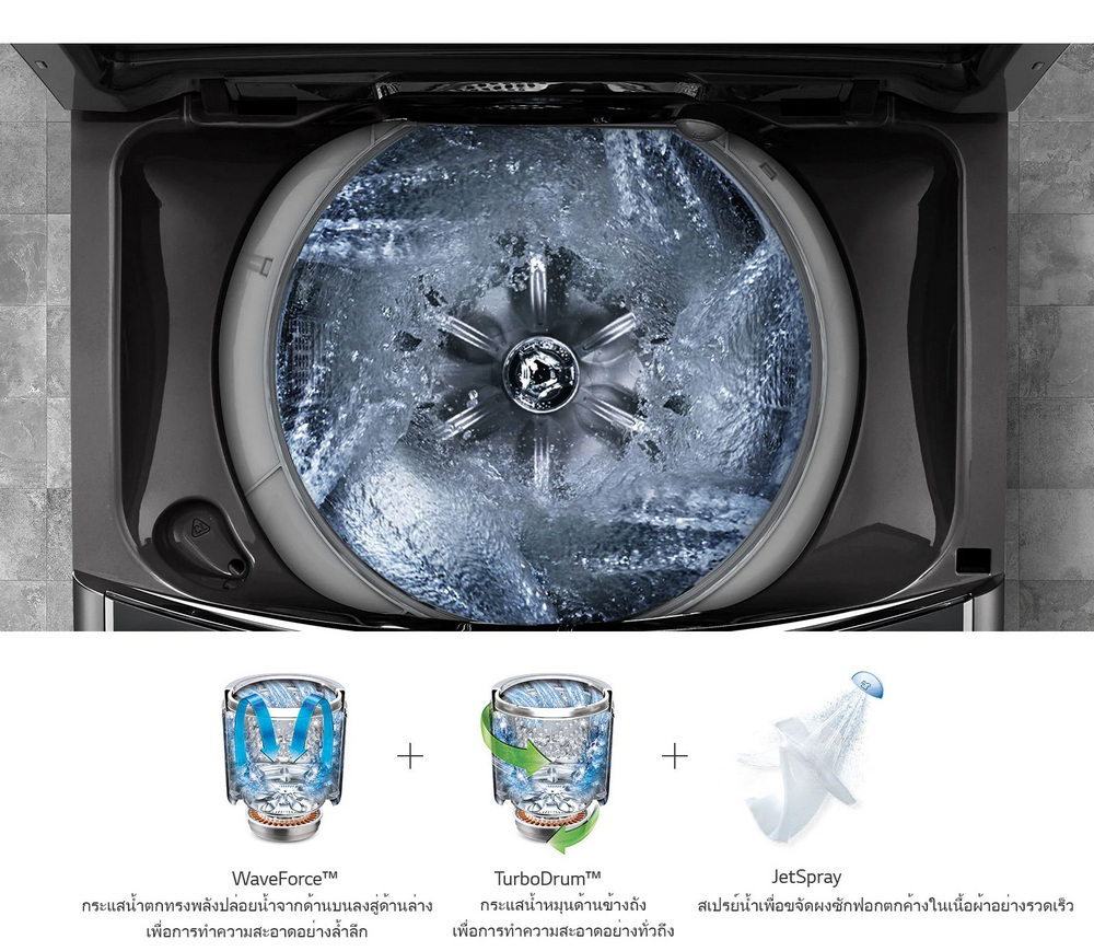 เครื่องซักผ้า LG 21 กก. สีดำ ระบบ Inverter Direct Drive Wi-Fi รุ่น TH2721DS2B1