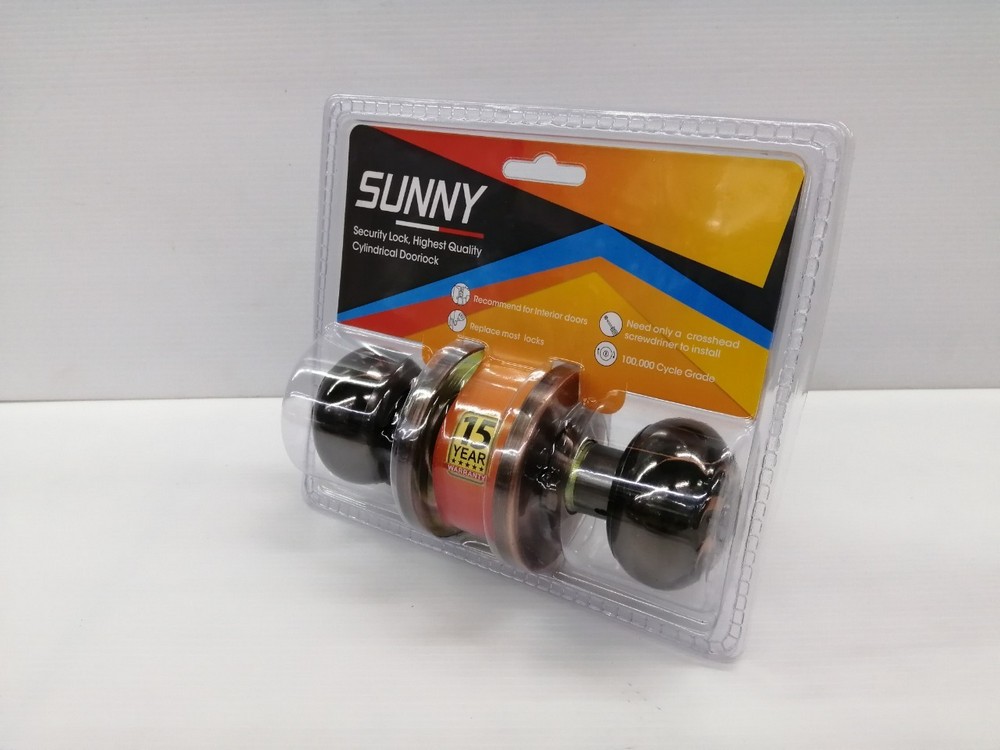 ลูกบิดสแตนเลส ลูกบิดประตูห้องนอน (มีกุญแจ) สีรมดำ SUNNY รุ่น 9216BN