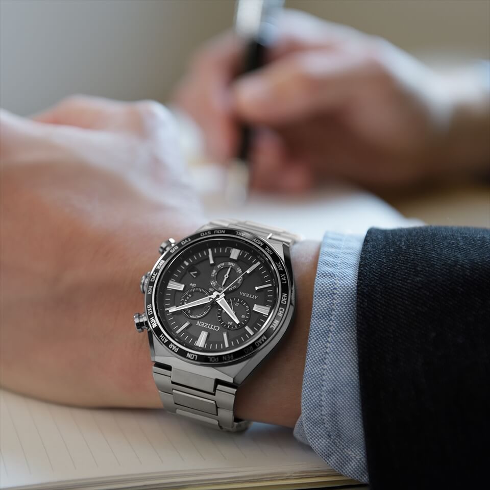 Citizen CB5966-69E นาฬิกาผู้ชาย Attesa Atomic Timekeeping / Super Titanium™ Eco-Drive Men's Watch