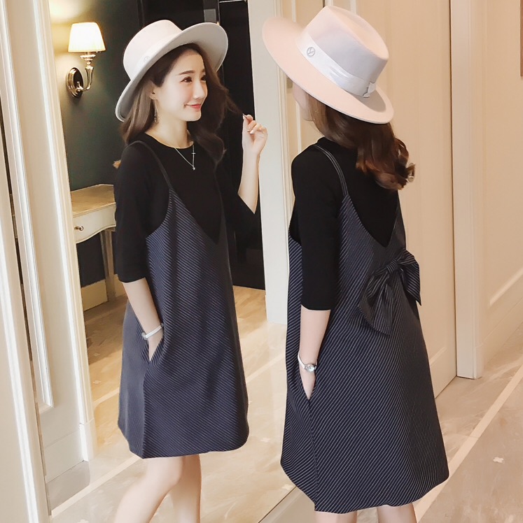 เอี๊ยมคนท้อง+เสื้อยืดแขน4 ส่วน ผ้าเนื้อดี ติดโบว์ใหญ่ด้านหลัง ลายผ้าพรางหุ่นอย่างดีค่ะ M,L,XL,XXL