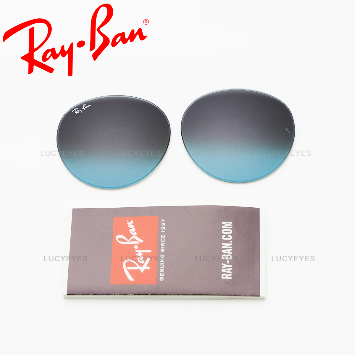 เลนส์ RAYBAN แท้ 100% RB3447 900396, ROUND METAL, เลนส์สีฟ้า-เทาไล่สี