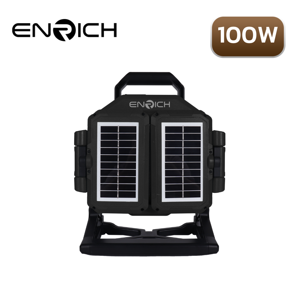 สปอร์ตไลท์โซล่าเซลล์ LED 100W ENRICH JUMBO (สำหรับพกพา)