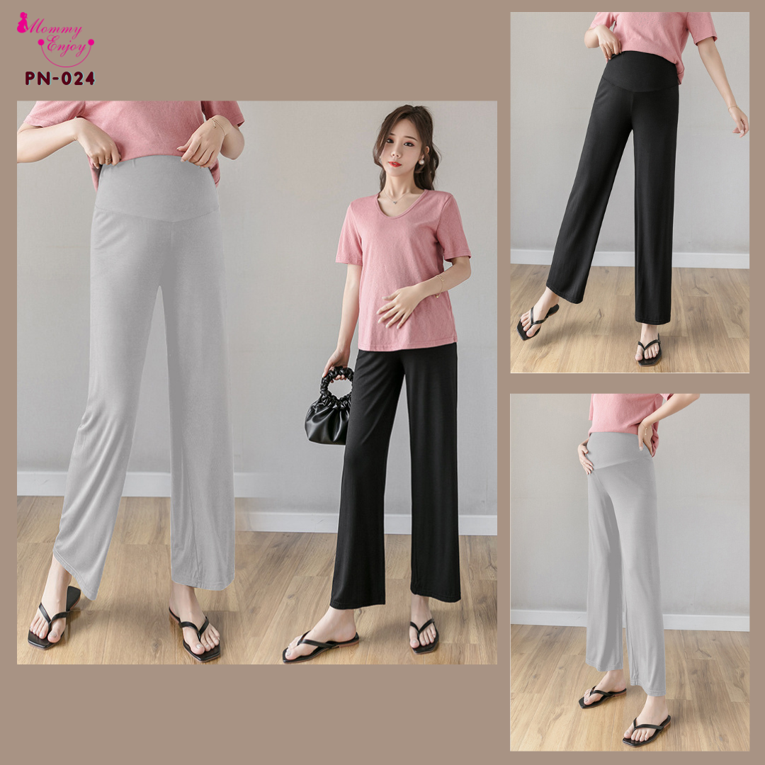 กางเกงแฟชั่นคุณแม่ ผ้าเบาสบาย ยืดดัวสูง ผ้าทิ้งตัวดี ใส่แล้วเย็นค่ะ มีผ้าพยุงครรภ์มีสายปรับขนาดครรภ์ M,L,XL,XXL