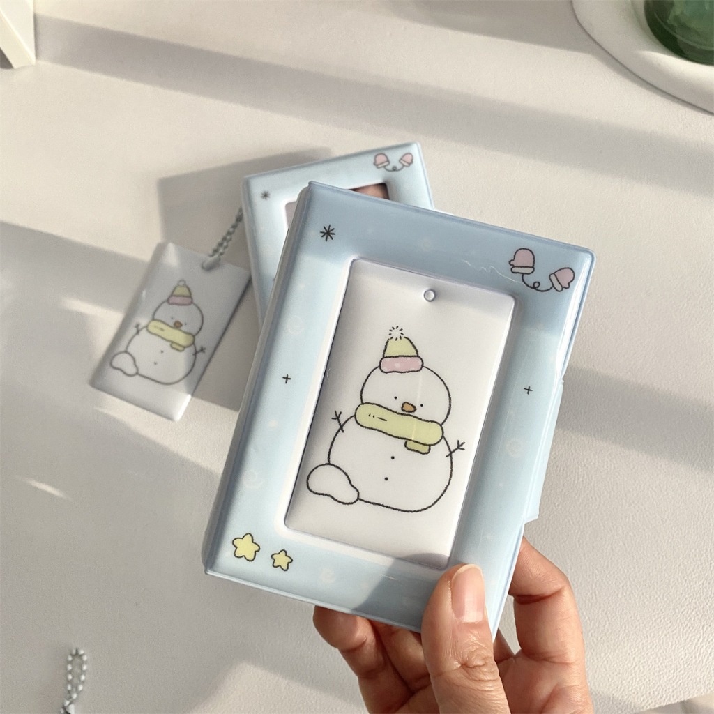 อัลบั้มใส่การ์ด ลายหิมะ สีฟ้า แฟ้มใส่การ์ด Photocard สมุดอัลบั้มรูปโพลารอยด์ ขนาด 10 ซม. สไตล์เกาหลี