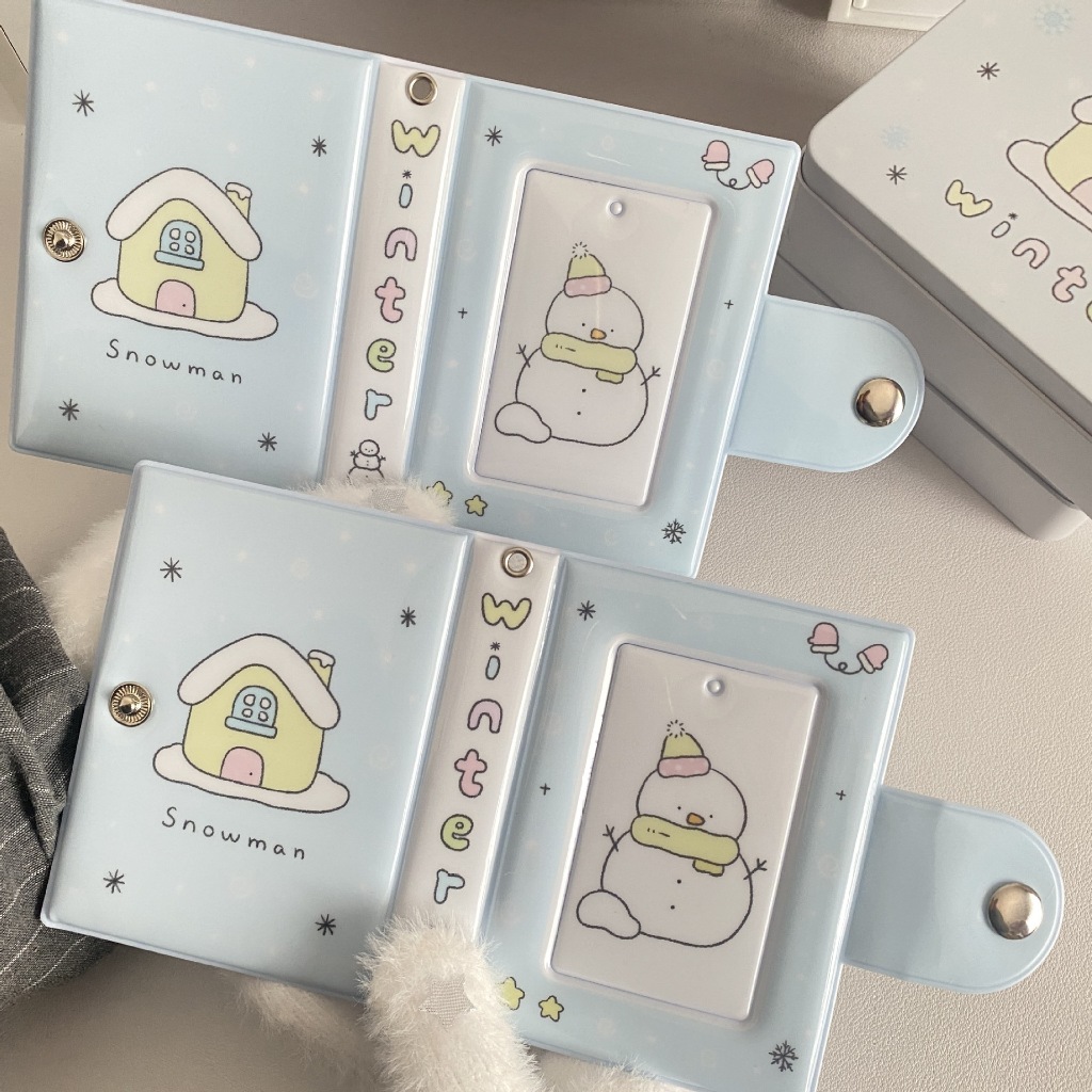 อัลบั้มใส่การ์ด ลายหิมะ สีฟ้า แฟ้มใส่การ์ด Photocard สมุดอัลบั้มรูปโพลารอยด์ ขนาด 10 ซม. สไตล์เกาหลี