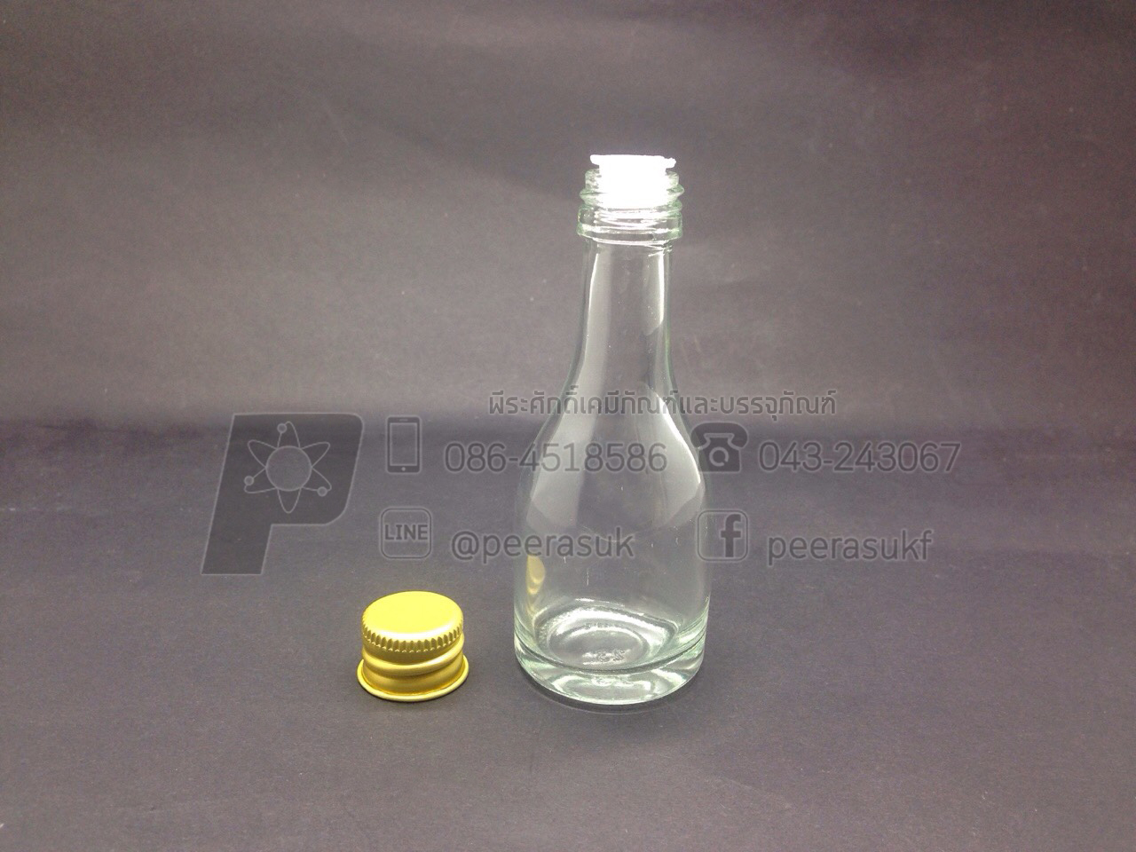 ขวดเหล้าจิ๋ว 30ml. (จุกตัน+ฝาอลูคอ 18มิล) @ จำนวน : 1 ใบ / 10 ใบ / หีบละ 232 ใบ