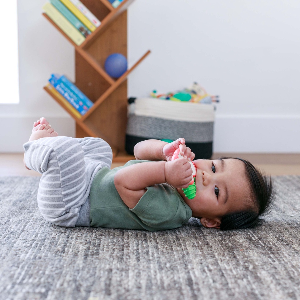 *แถมฟรี แปรงซิลิโคนสวมนิ้ว* Infantino ยางกัดแอปเปิ้ล Lil Nibbles Vibrating Teether Apple