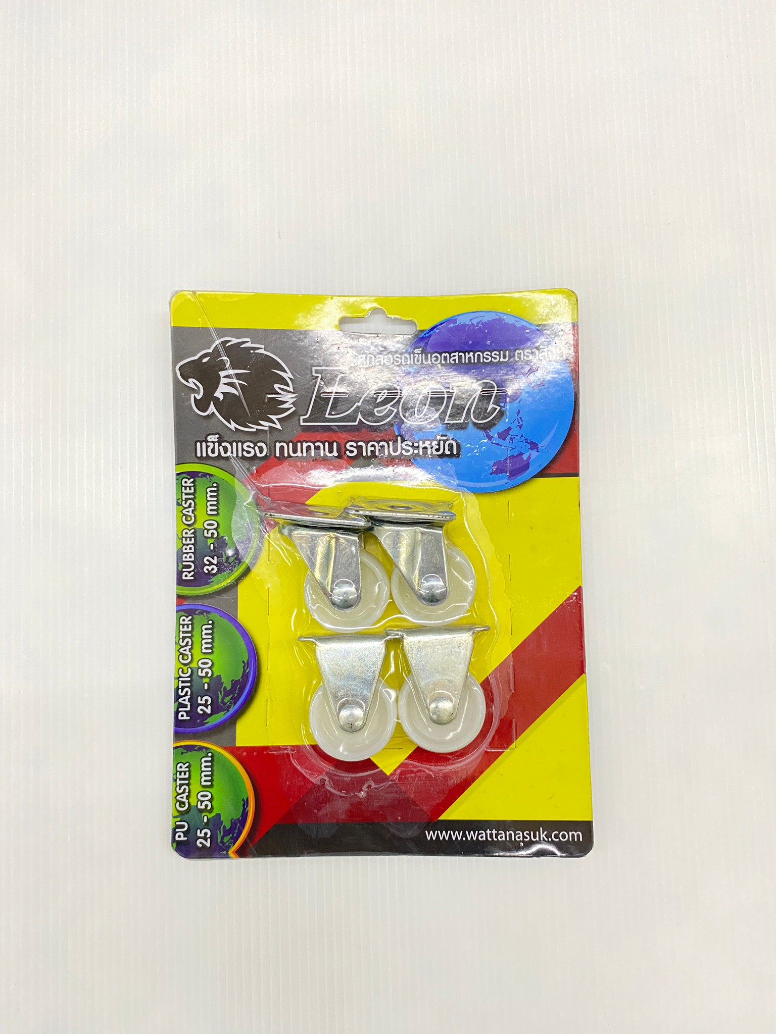 LEON ล้อพลาสติก PP แป้นหมุน/แป้นตาย 32 mm. (แบบแพ็ค 4 ชิ้น) - น้ำตาลแดง #JLP2003