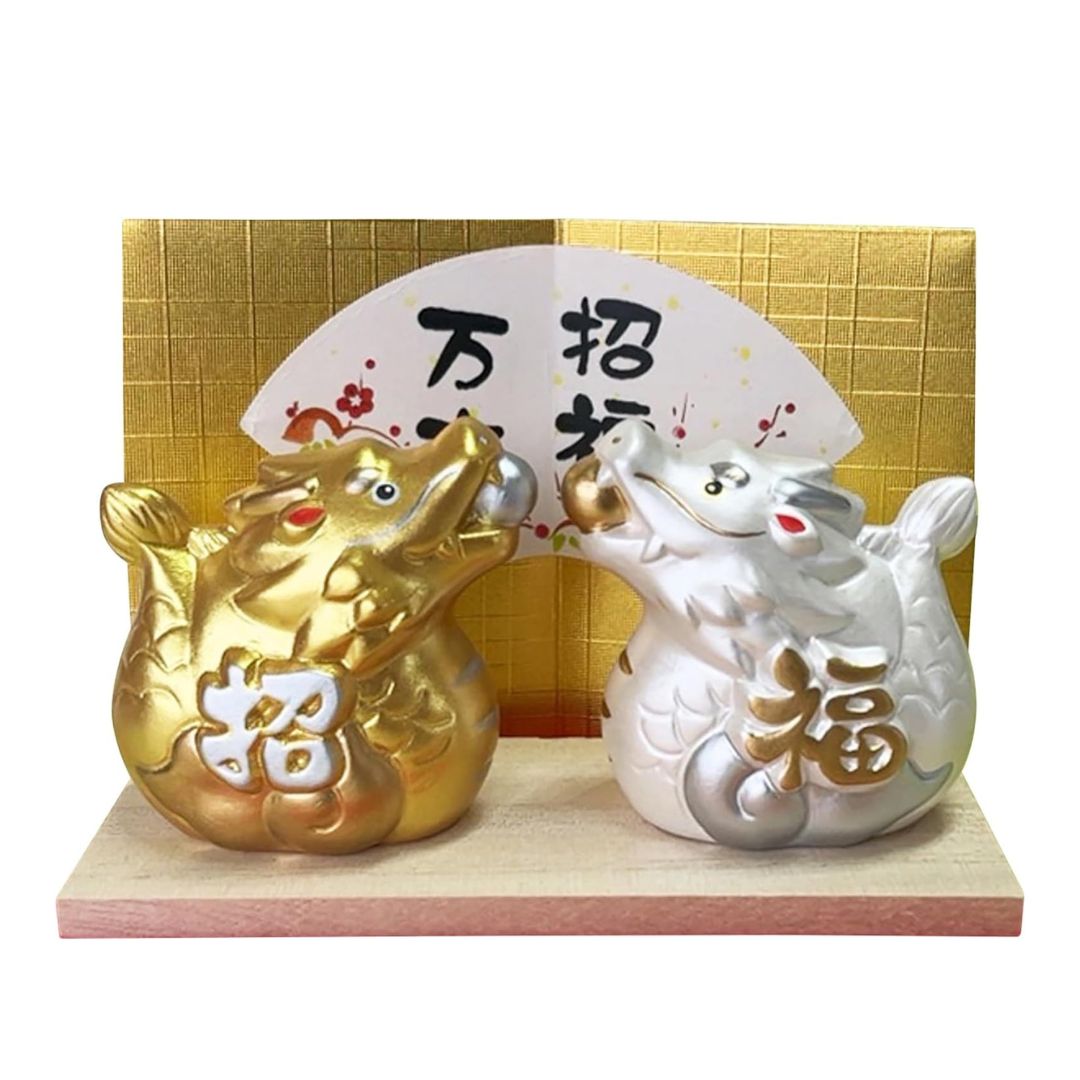 [PRE-ORDER] มังกรคู่ มังกรทอง มังกรเงิน คาบลูกแก้ว ของมงคลญี่ปุ่น ฮวงจุ้ยโต๊ะทำงาน เสริมโชคลาภ ปีมังกร นำเข้าจากญี่ปุ่น Dragon Zodiac 2024