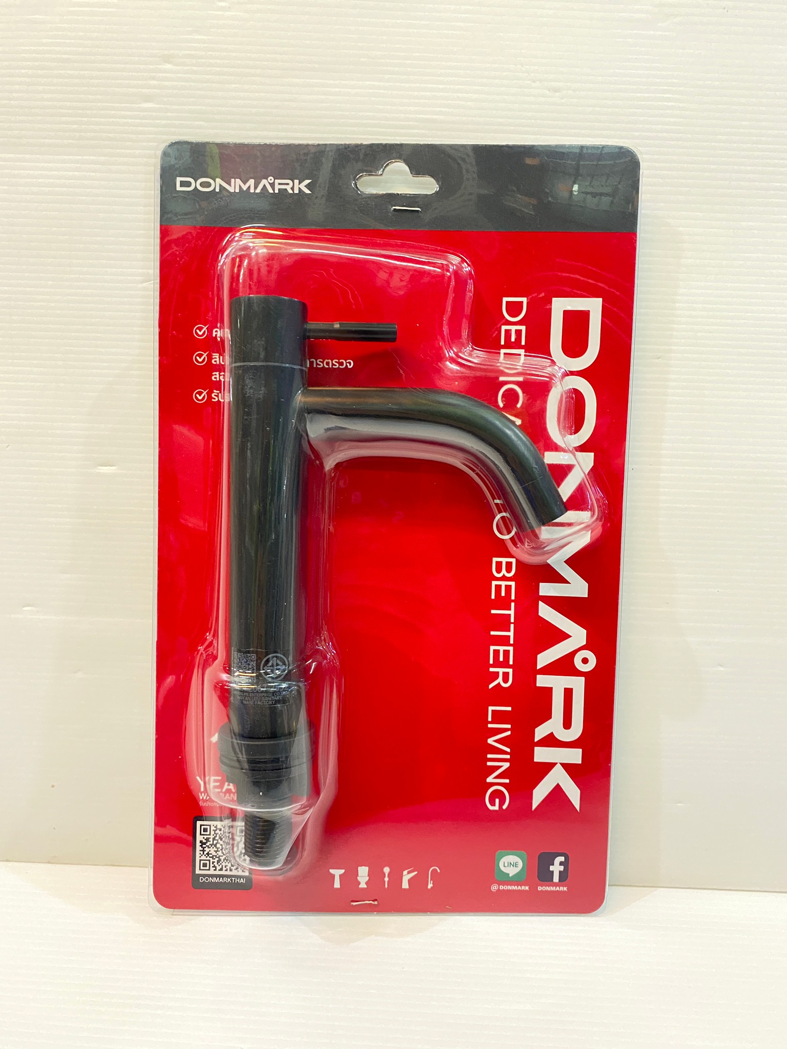 ก๊อกน้ำอ่างล้างหน้าสแตนเลสสีดำ ด้ามปัด รุ่น bm-1218 DONMARK