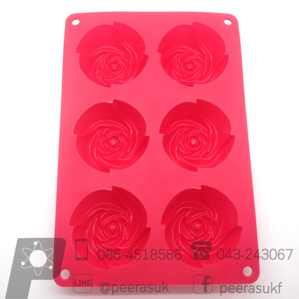 พิมพ์สบู่กุหลาบ 6 ช่อง จำนวน 1 ชิ้น