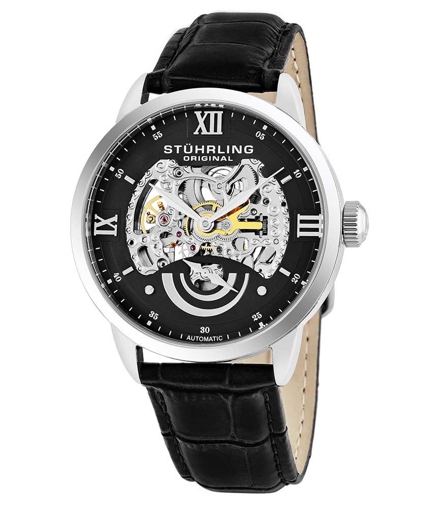 Stuhrling Original 574.02 นาฬิกาผู้ชาย Stuhrling Original รุ่น 574.02, Executive II Stainless Steel Genuine Leather Strap Men's Watch