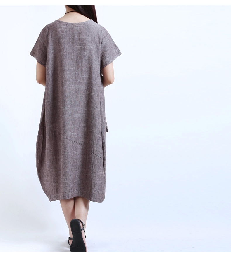 เดรสคนท้องเกาหลี ทรงยาว ใส่สบาย กระเป๋า 2สไตล์ ผ้าฝ้ายบางสบาย M,L,XL,XXL