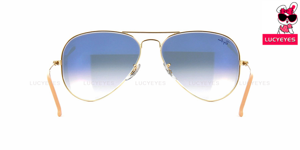 RAYBAN RB3025 001/3F AVIATOR Size 58,62 กรอบทอง เลนส์ฟ้าไล่สี 4