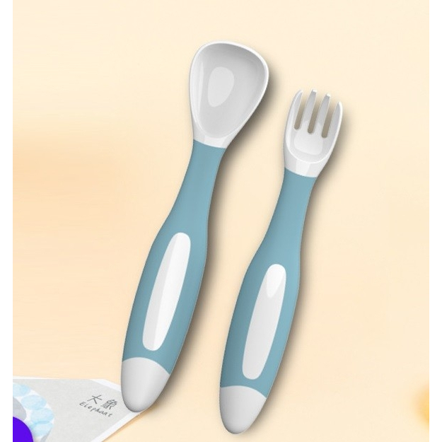 ชุดช้อนส้อม+กล่องเก็บ บิดได้ ชุดช้อนส้อมฝึกทานอาหาร