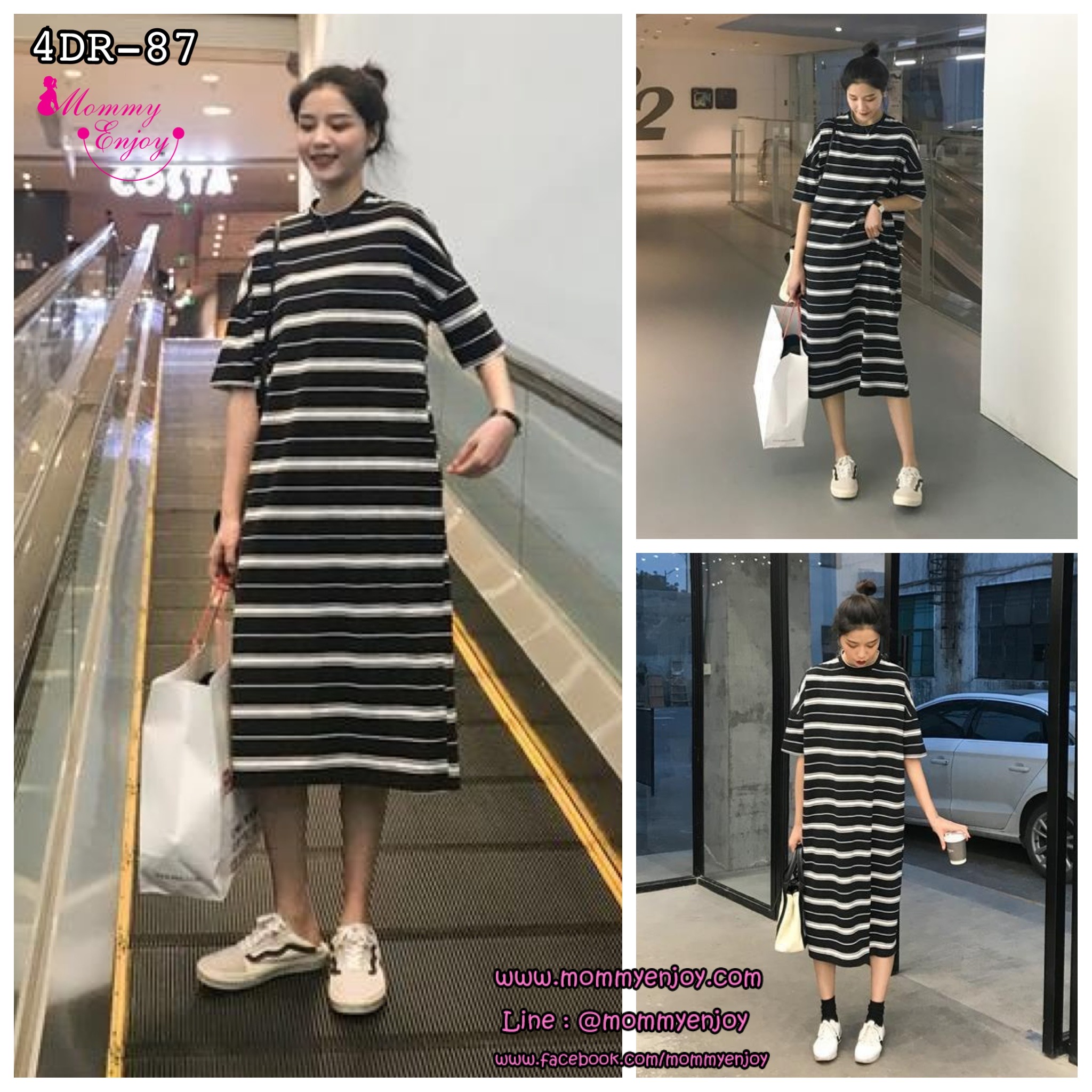 ชุดคลุมท้องแฟชั่นเกาหลี ผ้ายืดตัว เนื้อนิ่ม ใส่สบายค่ะ M L XL XXL