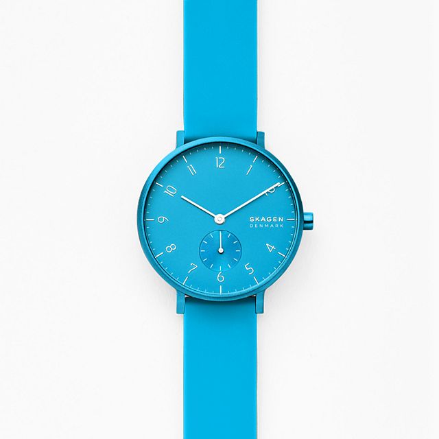 Skagen SKW2818 นาฬิกาผู้หญิง Aaren Kulor Neon Blue Silicone Quartz Women's Watch
