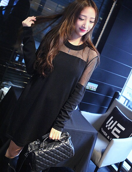 ชุดเดรสแฟชั่นพร้อมส่ง : เดรสสีดำ แต่งผ้าโปร่ง น่ารัก น่ารักจ้า