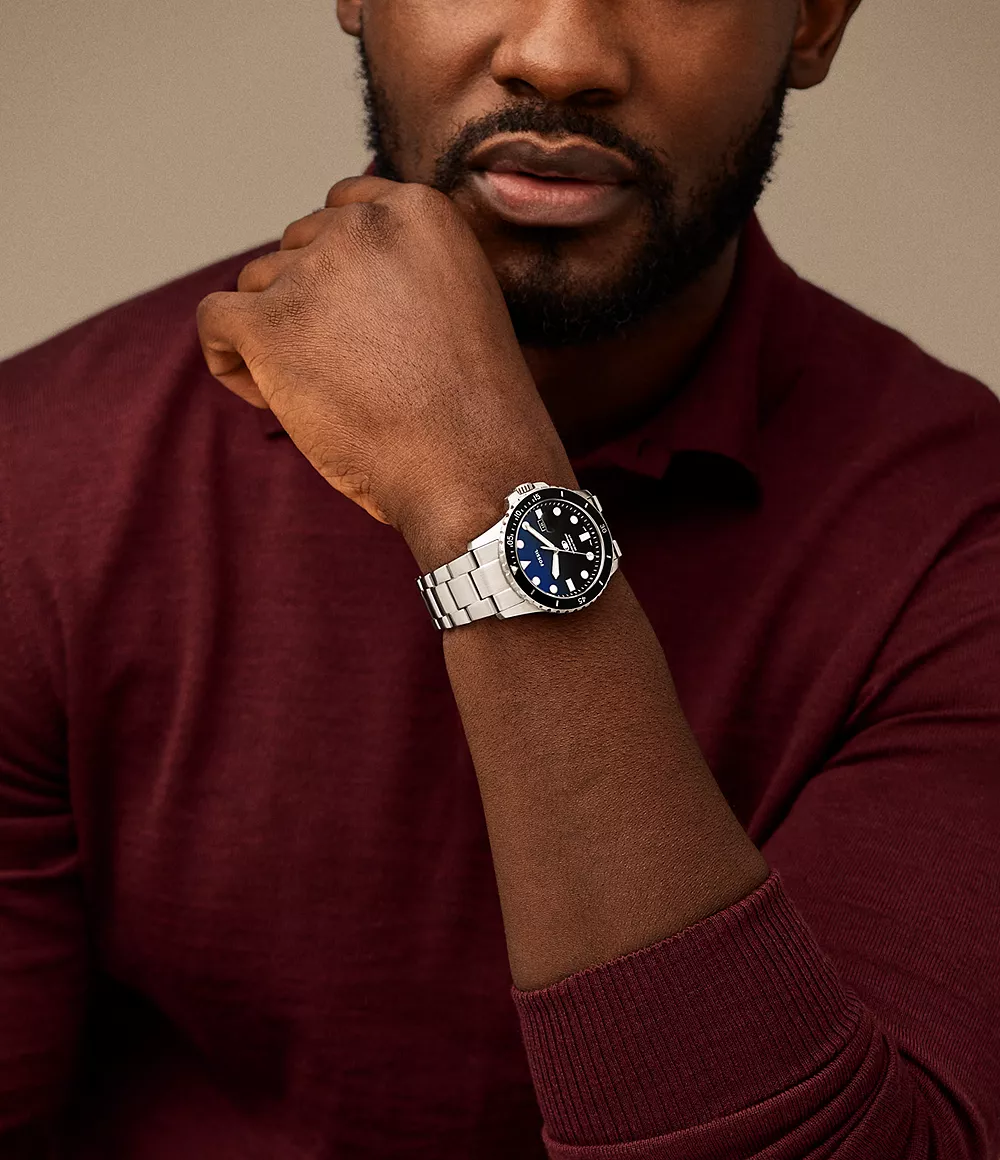 Fossil FS6038 นาฬิกาผู้ชาย Blue Dive Three-Hand Date Quartz Men's Watch