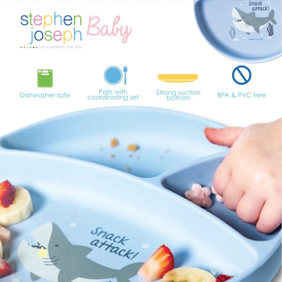 จานซิลิโคน พรีเมี่ยม พร้อมถ้วยดูดกันหล่น Stephen Joseph ของแท้